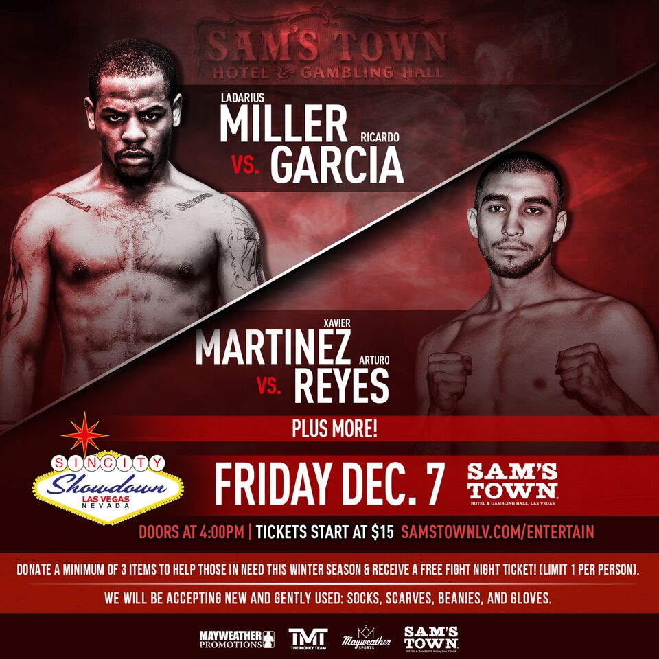 Sin City Showdown featuring Ladarius Miller vs. Ricardo Garcia on December 7th at Sam’s Town Live!