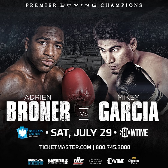 Adrien Broner vs. Mikey Garcia July 29th at Barclays Center
