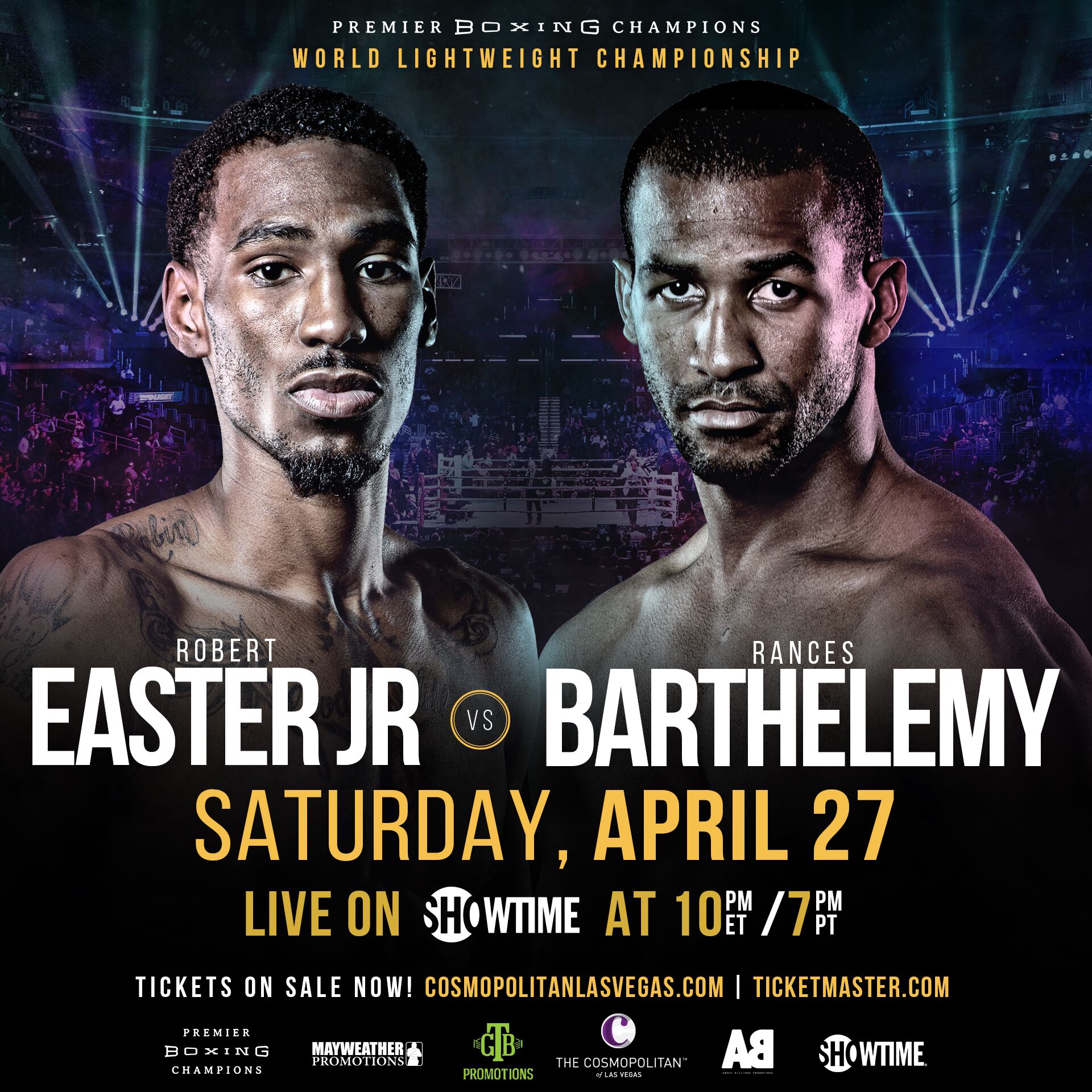 ROBERT EASTER JR. & RANCES BARTHELEMY IN WBA LIGHTWEIGHT TITLE FIGHT APRIL 27 LIVE ON SHOWTIME®