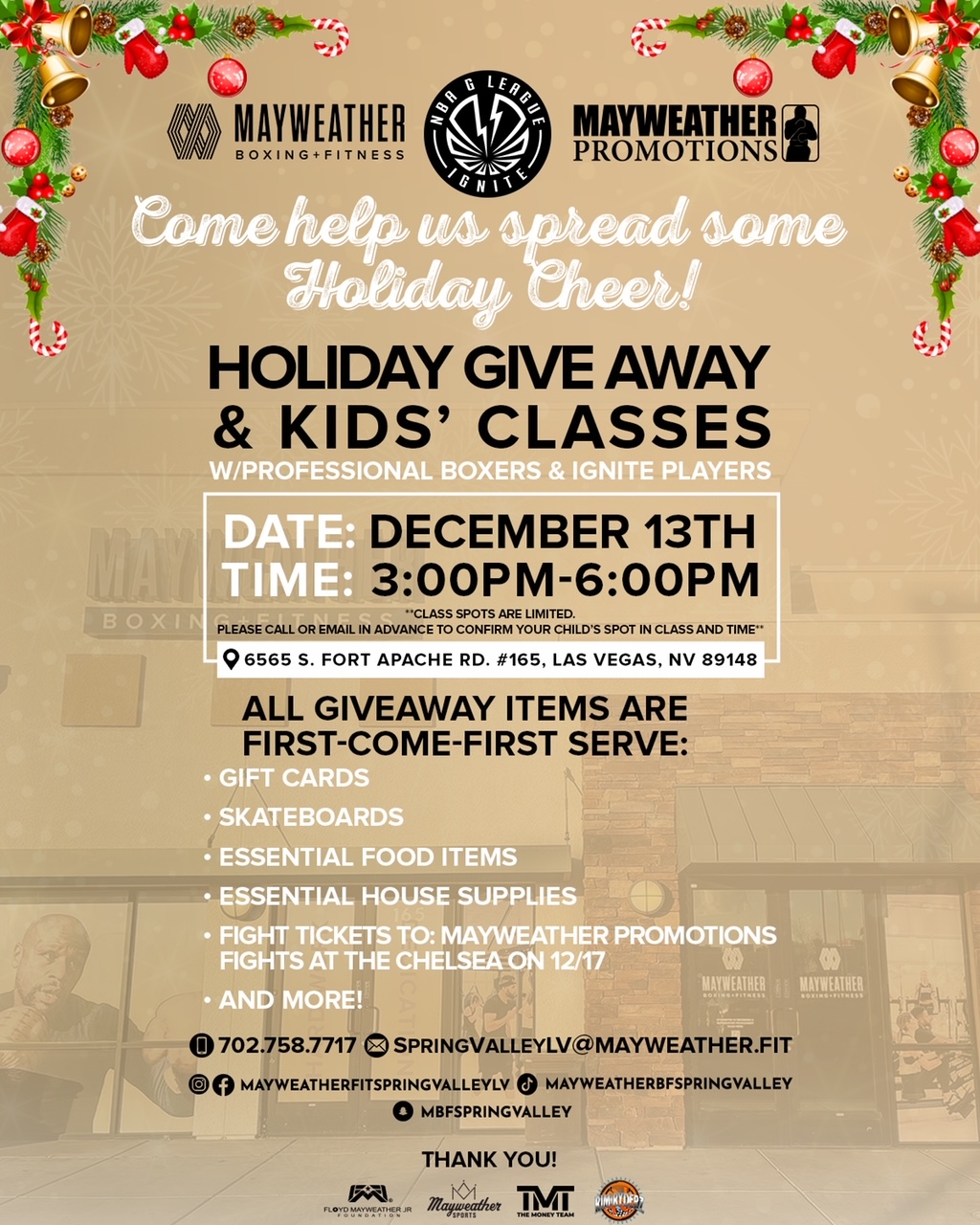 MAYWEATHER BOXING + FITNESS SPRING VALLEY LV PARTNERS WITH MAYWEATHER PROMOTIONS AND NBA G LEAGUE IGNITE PLAYERS TO SPREAD SOME HOLIDAY CHEER!